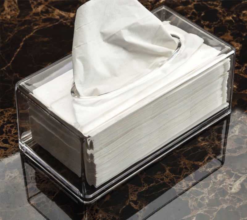 Cq acrylic Clear Acrylic Tissue Box Holder with Cover Facial Tissue Dispenser Box Case for Countertop Clear Plastic Dryer Sheet Container Napkin Organizer for Bathroom  Kitchen Home Rectangle - Image 4